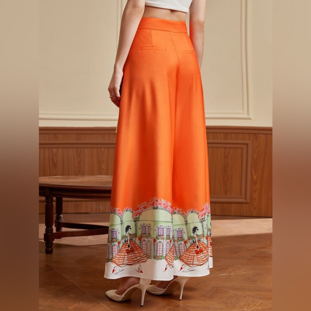 Orange satin pants